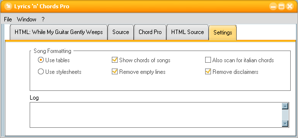 Lyrics n chords settings