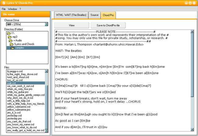 Lyrics n chords interface