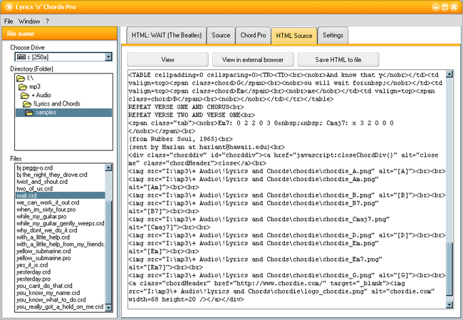 Lyrics n chords interface